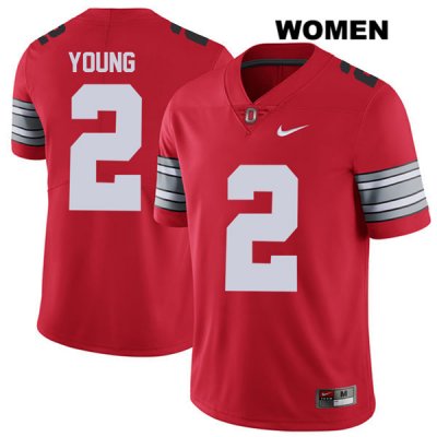 Women's NCAA Ohio State Buckeyes Chase Young #2 College Stitched 2018 Spring Game Authentic Nike Red Football Jersey UY20A16JH